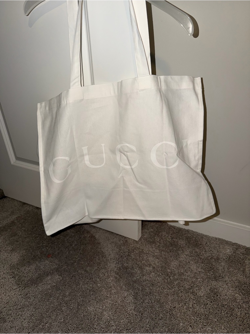 Gucci Cream Canvas Logo Tote Bag